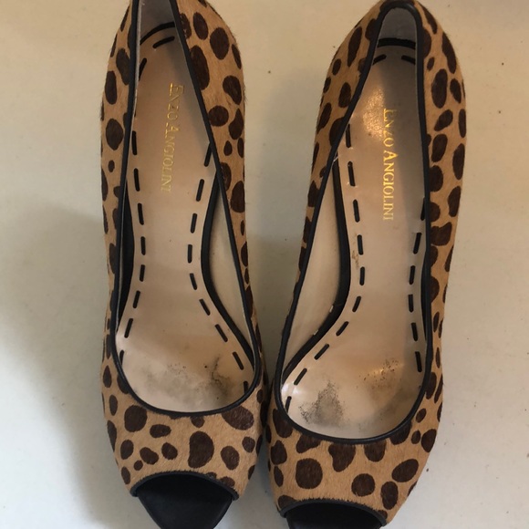 Enzo Angiolini heels. Leather w/ real fur. Sz 10 - Picture 3 of 5